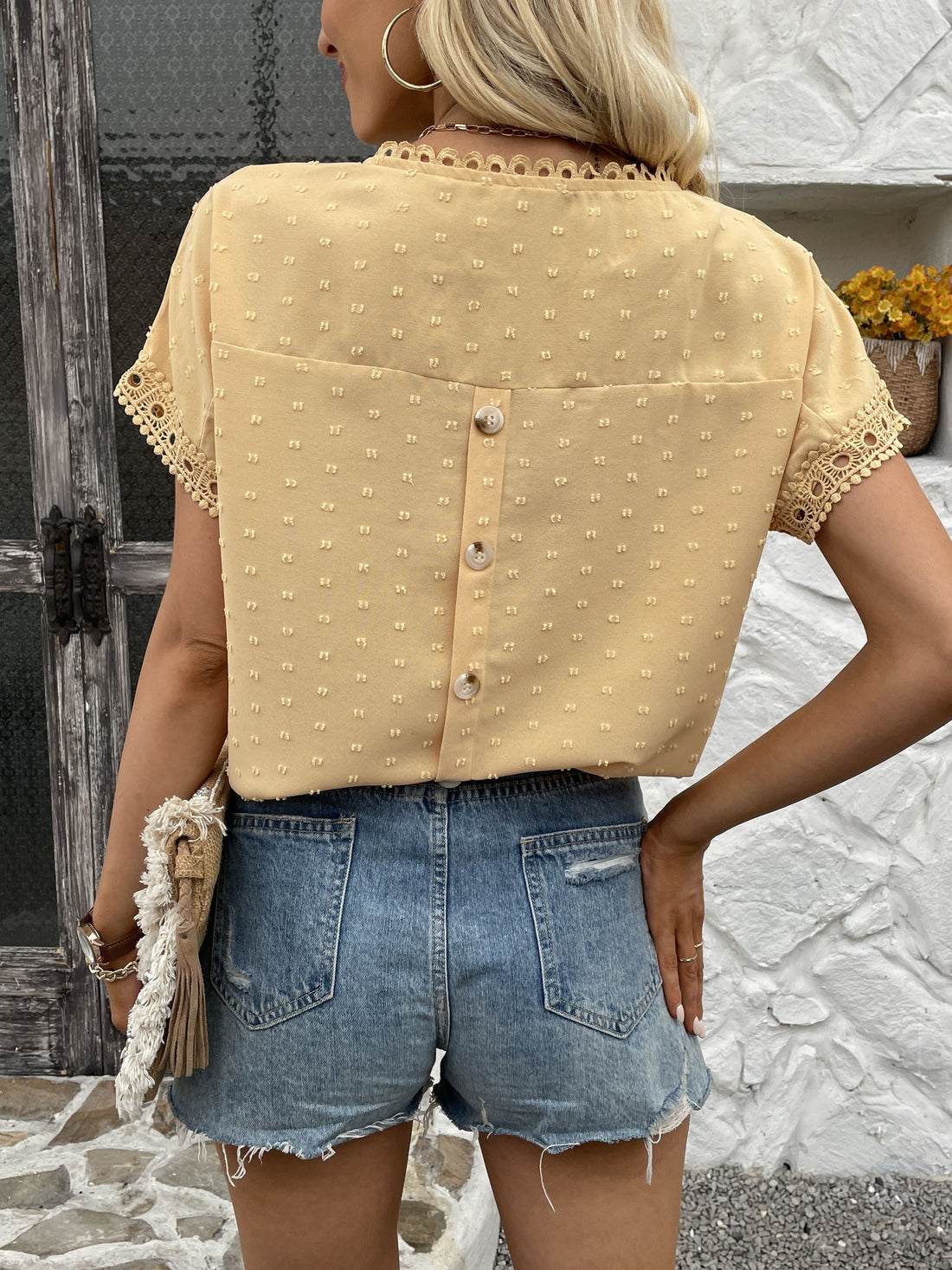 Women's Swiss Dot Embroidered T-Shirt, A Stylish and Comfortable Everyday Top