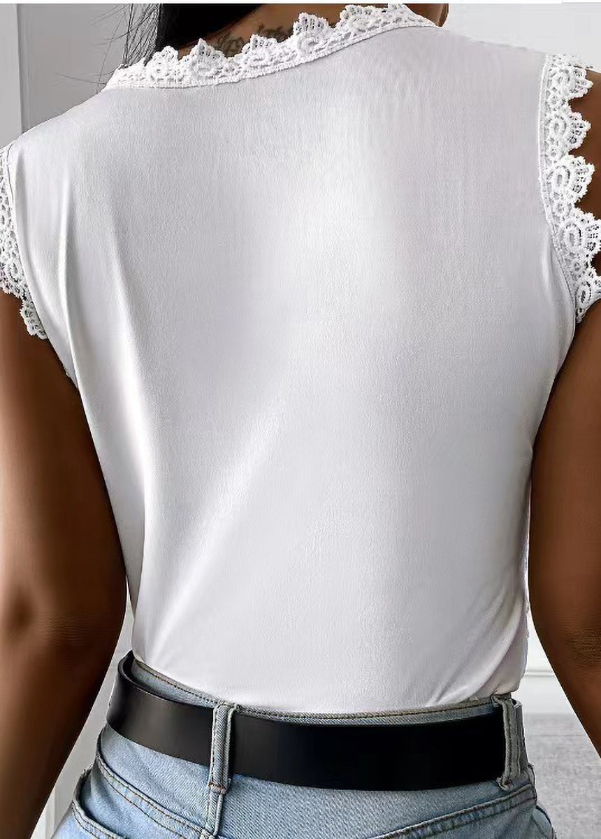 Solid Color Lace Pattern Vest Top