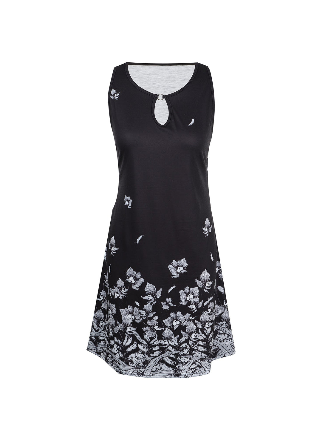 Floral Print Sleeveless Crew Neck Dress, Party Bodycon Loose Stylish Dress