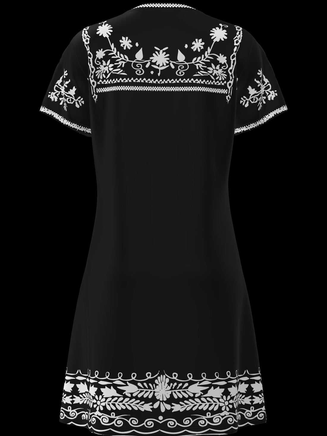 Floral Print Short Sleeve A-line Dress, Casual Crew Neck Above Knee Dress