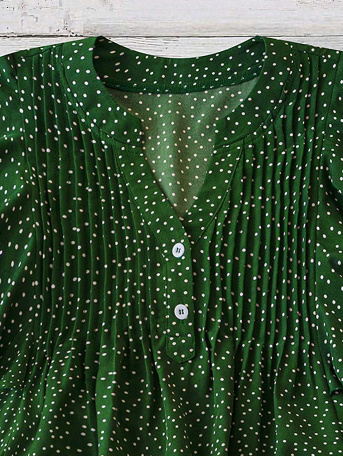 Casual V-Neck Slit Ruffled Sleeve Polka Dot Blouse