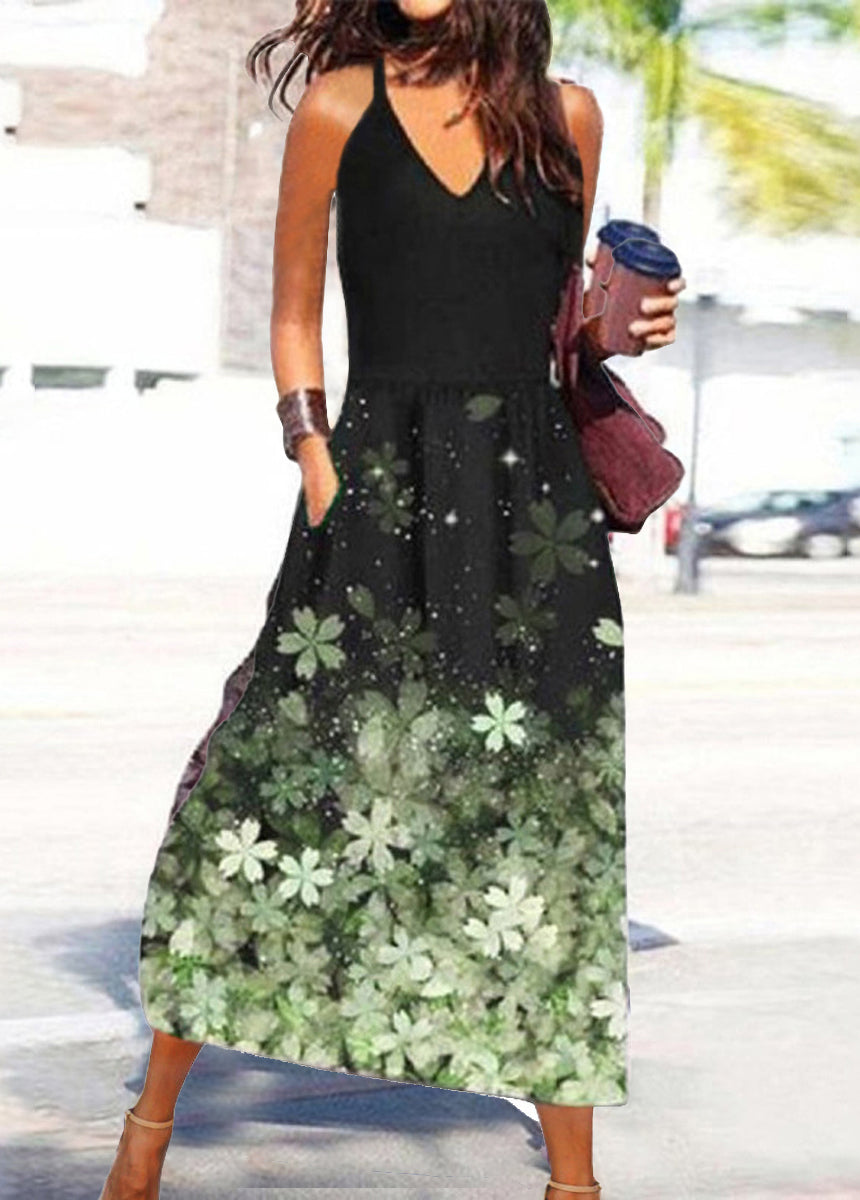 Vacation Style Printed Slip Dress