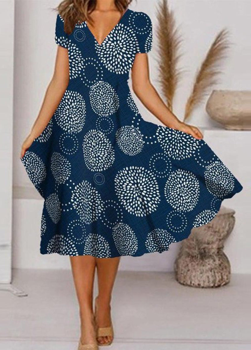 V-Neck Swing Bohemian Short Sleeve Dress