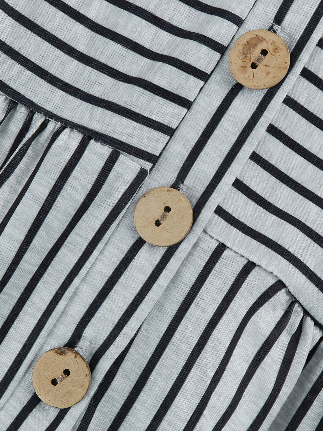 Striped Print Button Front Dress, Casual Short Sleeve Simple Dress