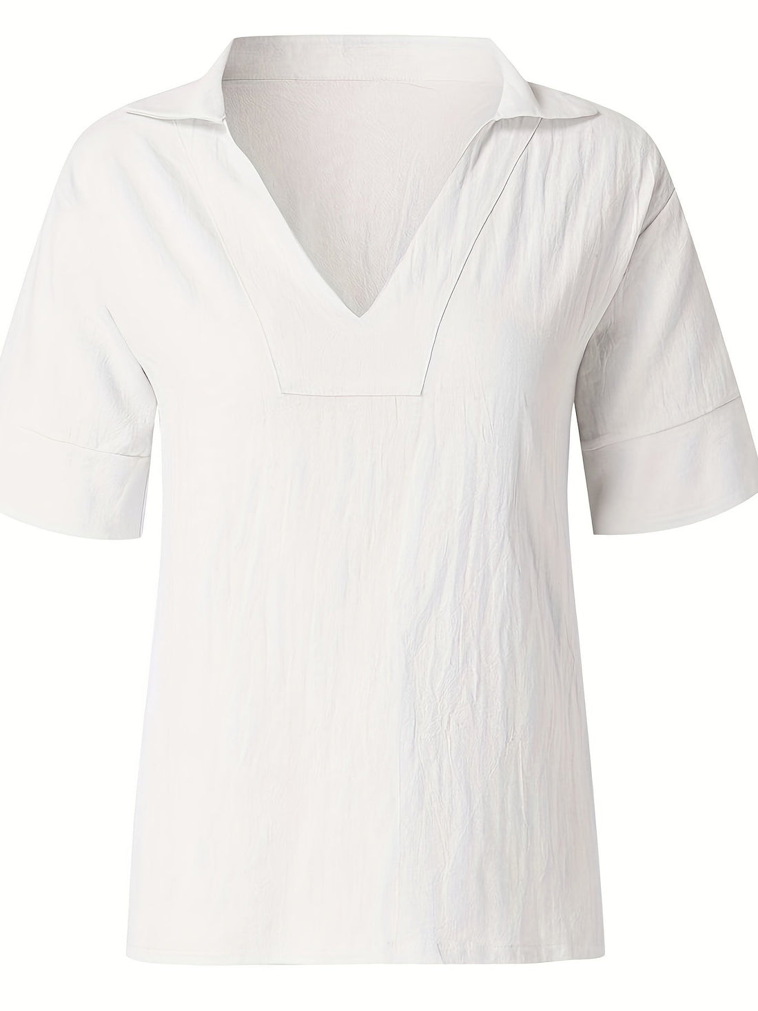 Women's Casual Short Sleeve V-Neck Blouse - Loose and Comfortable Fit