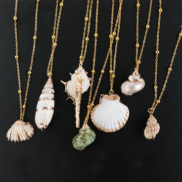 Gold-rimmed Sea-style Conch Necklace