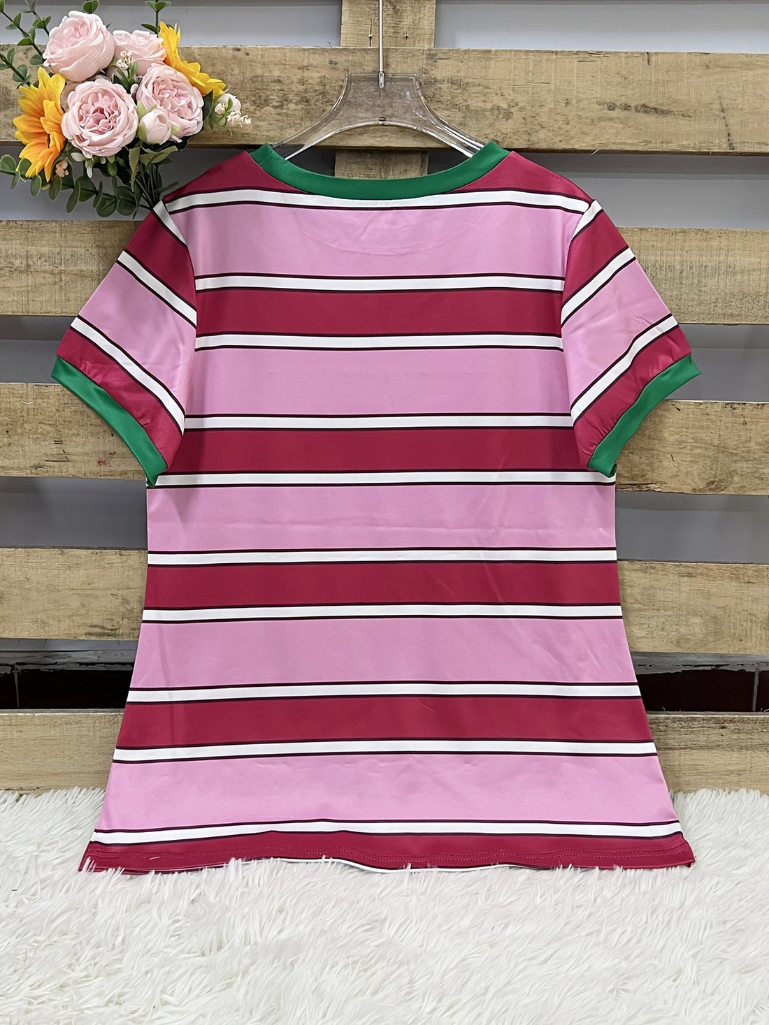 Striped Crew Neck Short Sleeve T-Shirt