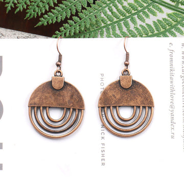 Old Geometric Hollow Oval Alloy Earrings