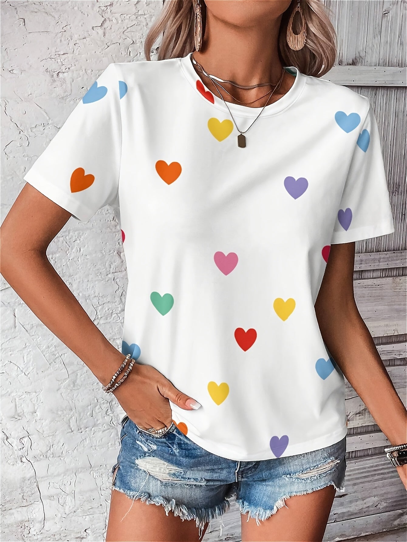 Versatile Short Sleeves Loose Printed T-Shirt