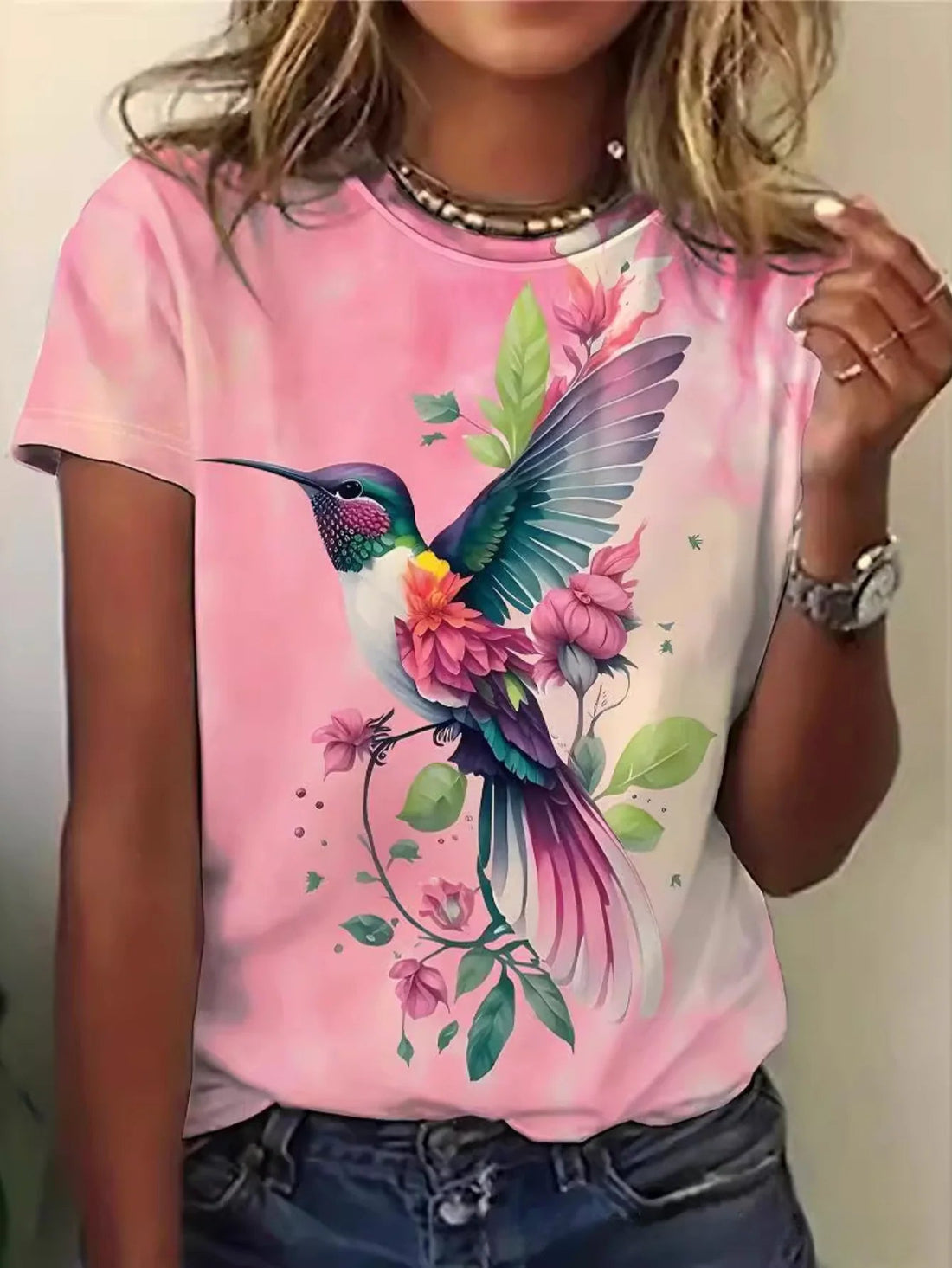 Women's Sweetheart 3D Print Fashion Tee - Soft Polyester & Spandex Blend