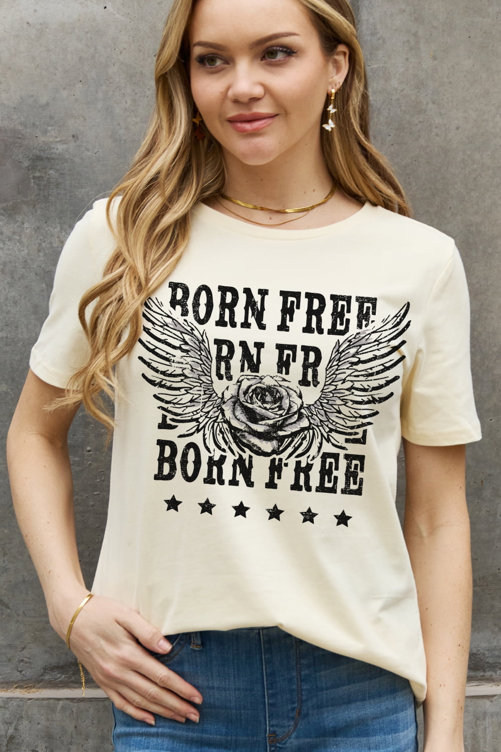 Simply Love Simply Love Full Size BORN FREE Graphic Cotton Tee