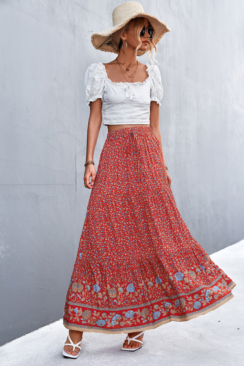 Floral Tied Maxi Skirt