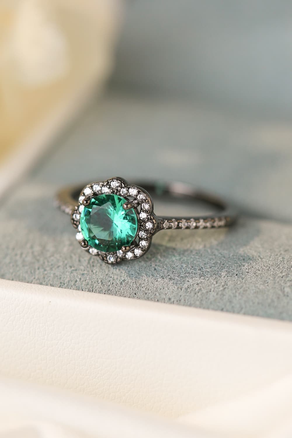 Natural Paraiba Blue Zircon Flower Shape Ring