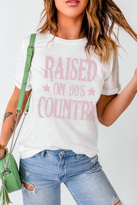 RAISED ON 90'S COUNTRY Graphic Round Neck Tee