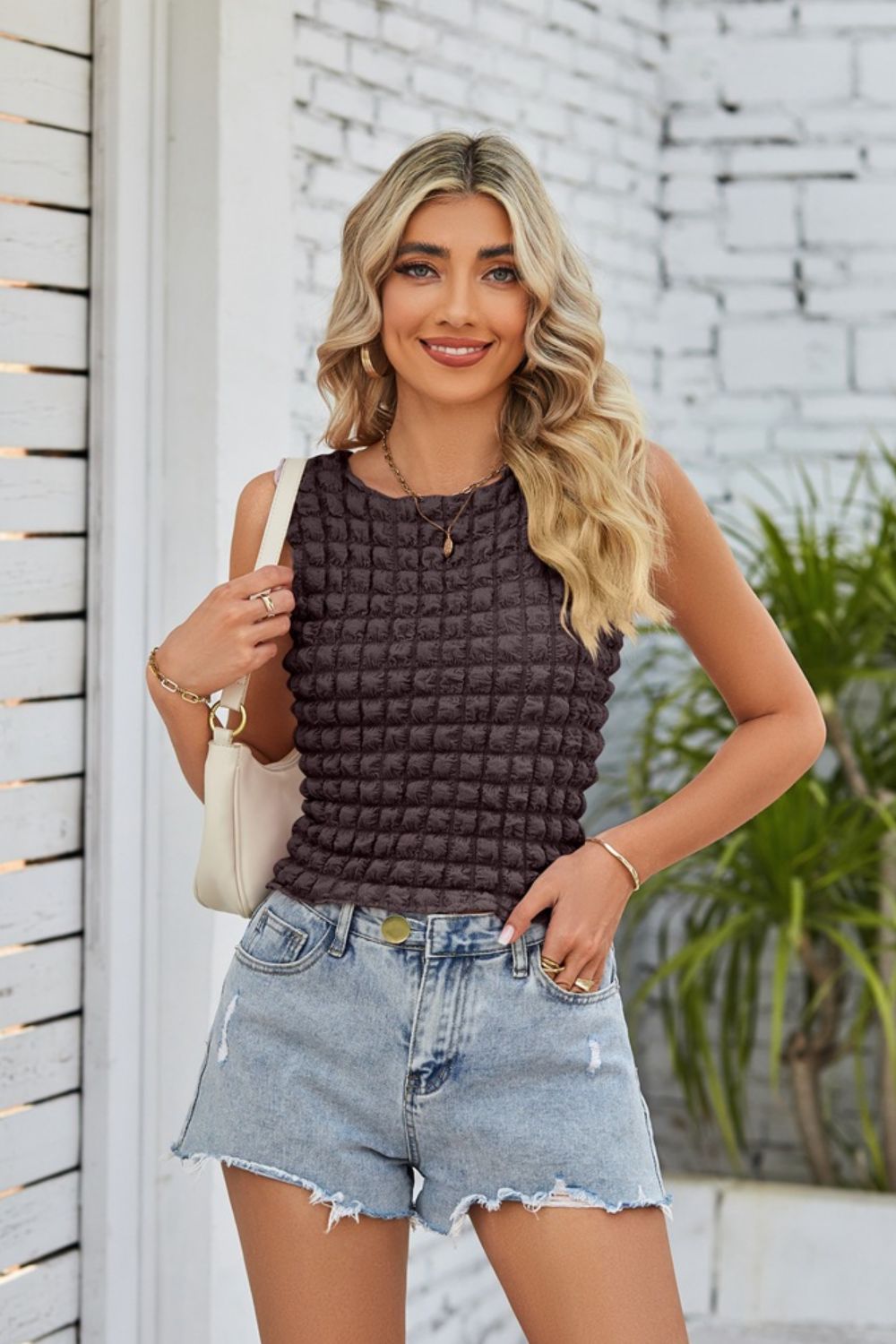 Textured Round Neck Tank