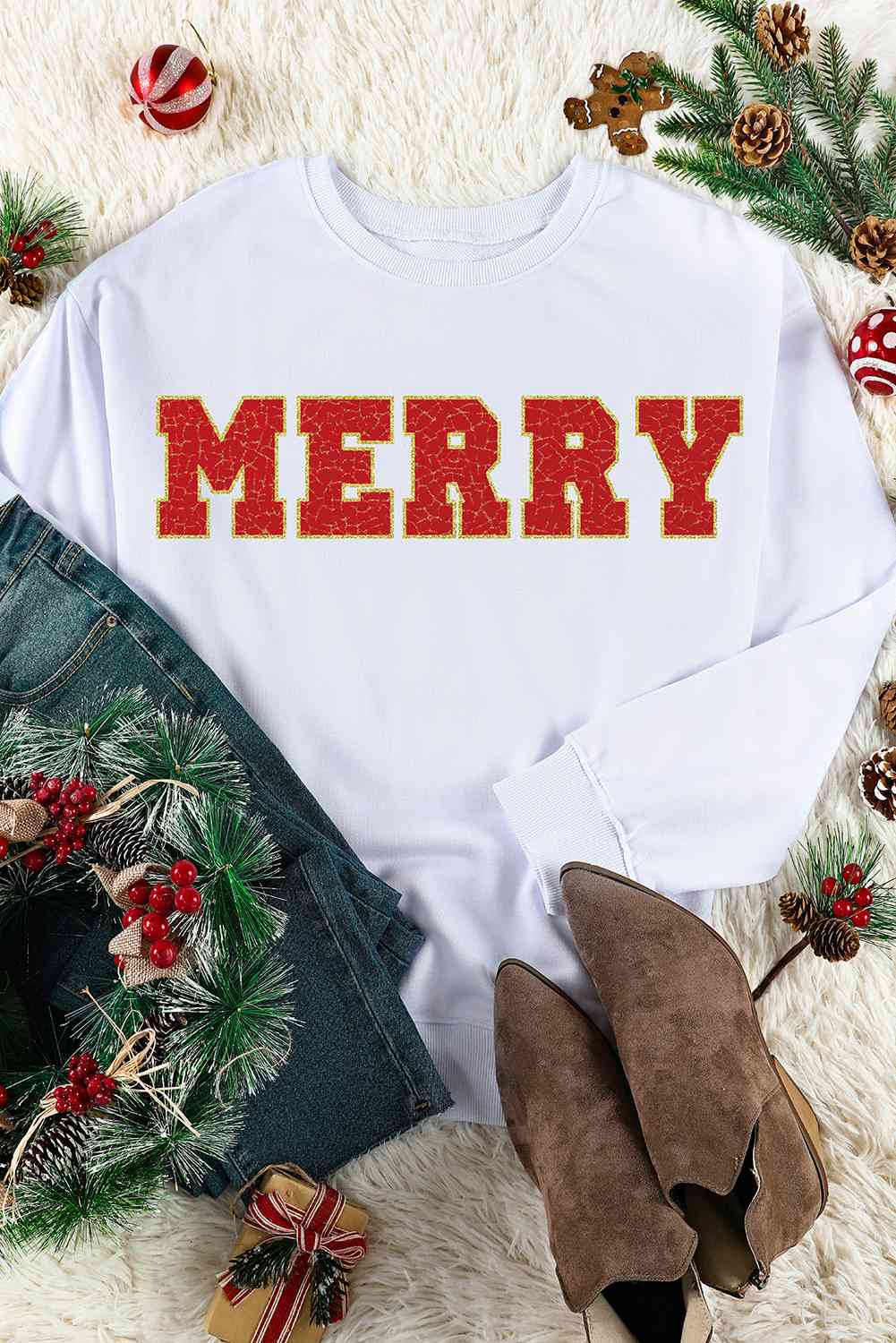 MERRY Graphic Drop Shoulder Sweatshirt