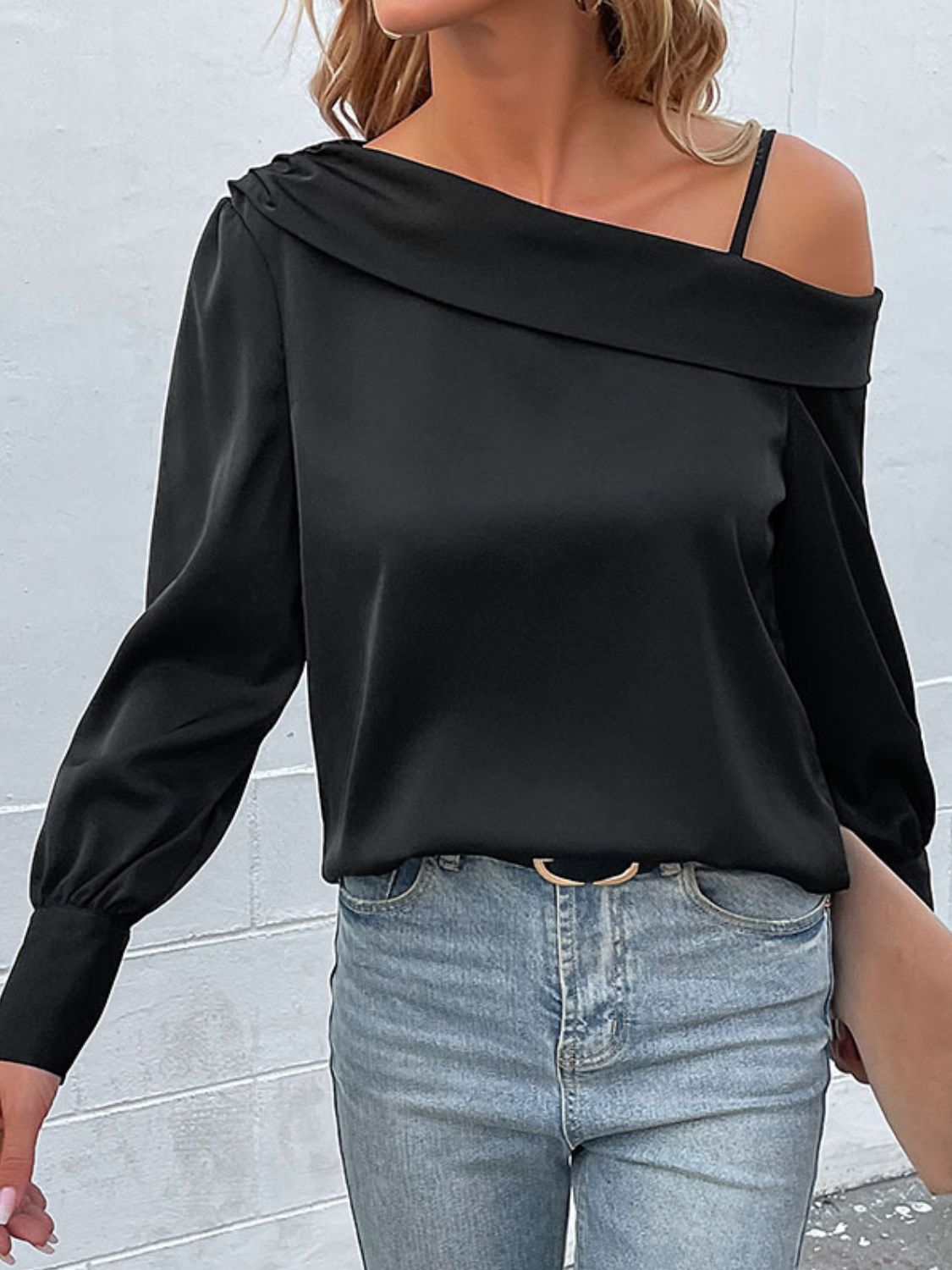 Cold-Shoulder Long Sleeve Top