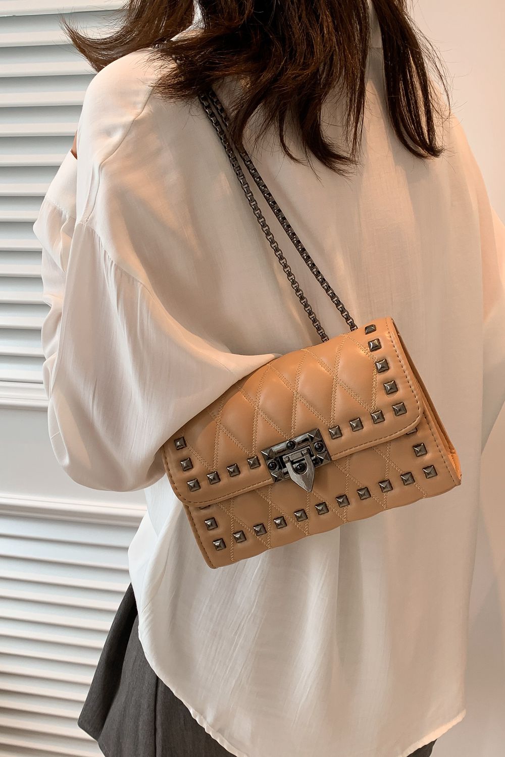 Studded PU Leather Crossbody Bag