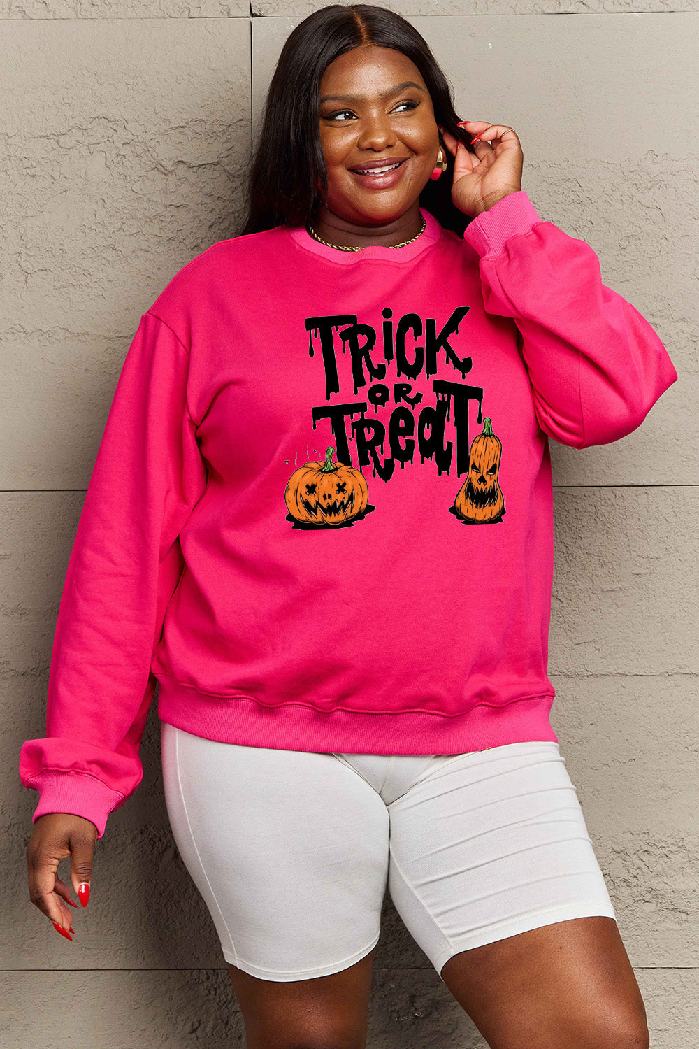 Simply Love Full Size TRICK OR TREAT Graphic Sweatshirt