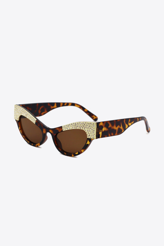 UV400 Rhinestone Trim Cat-Eye Sunglasses