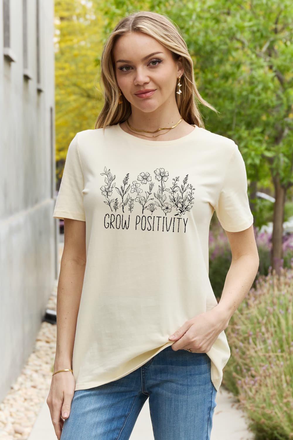 Simply Love GROW POSITIVITY Graphic Cotton Tee