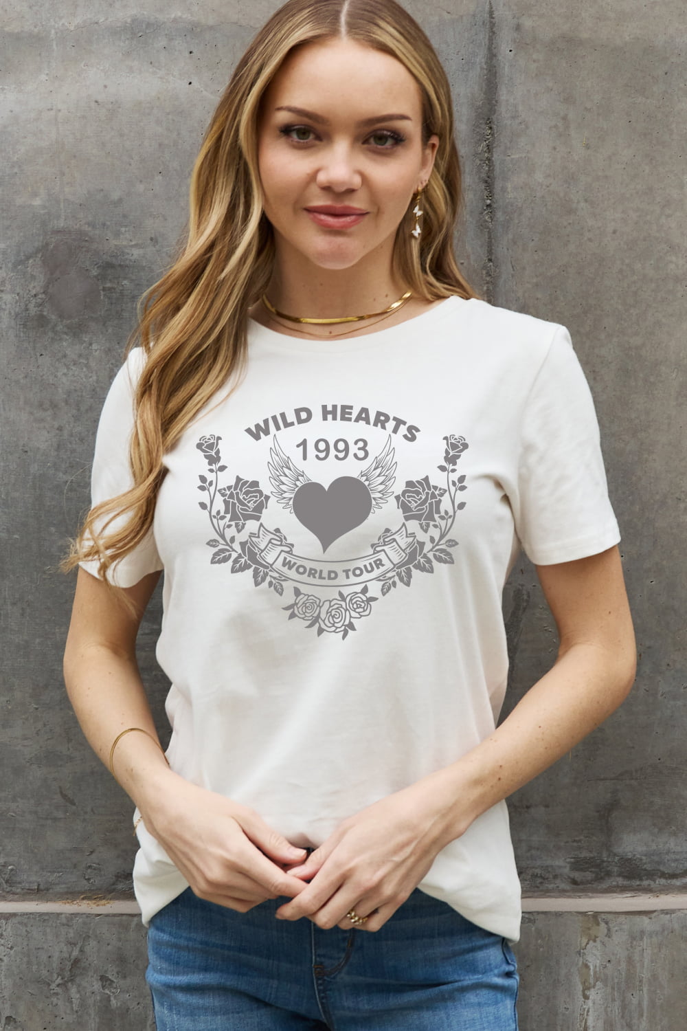 Simply Love Full Size WILD HEARTS 1993  WORLD TOUR Graphic Cotton Tee