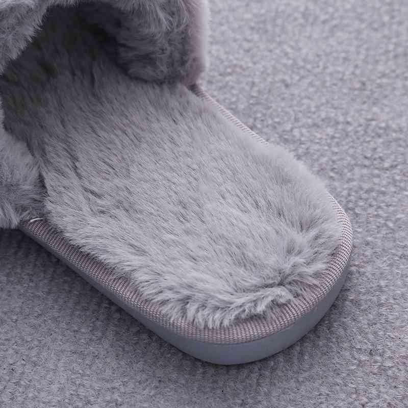 Faux Fur Double Strap Slippers