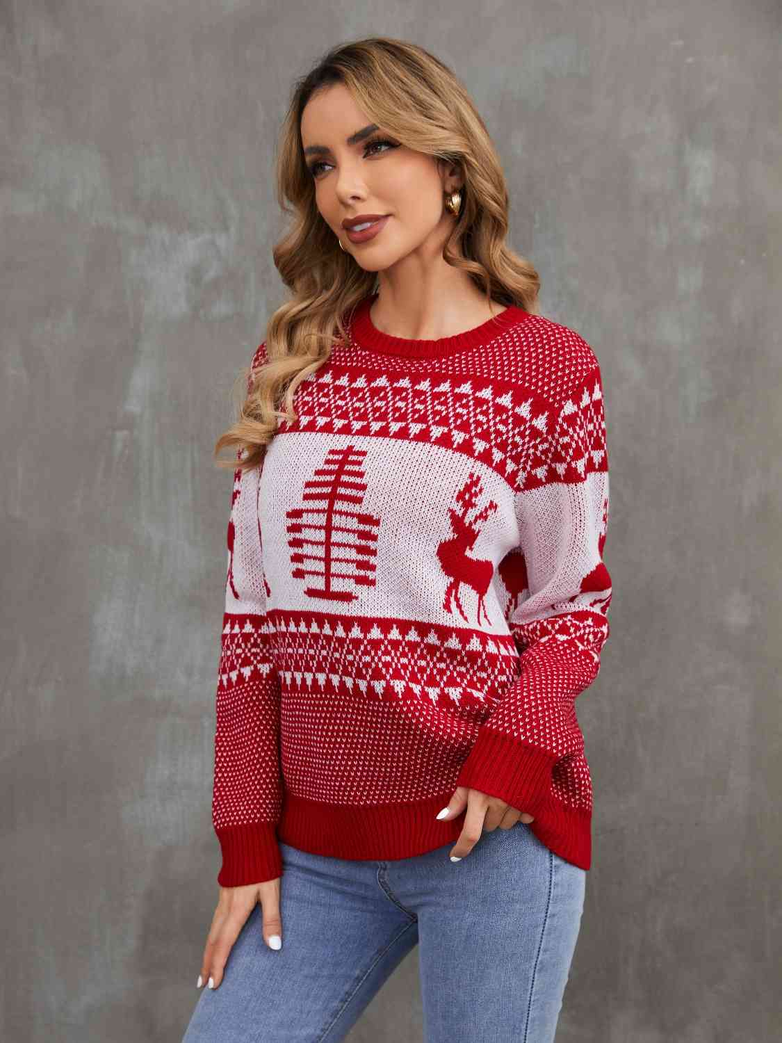 Christmas Theme Round Neck Sweater