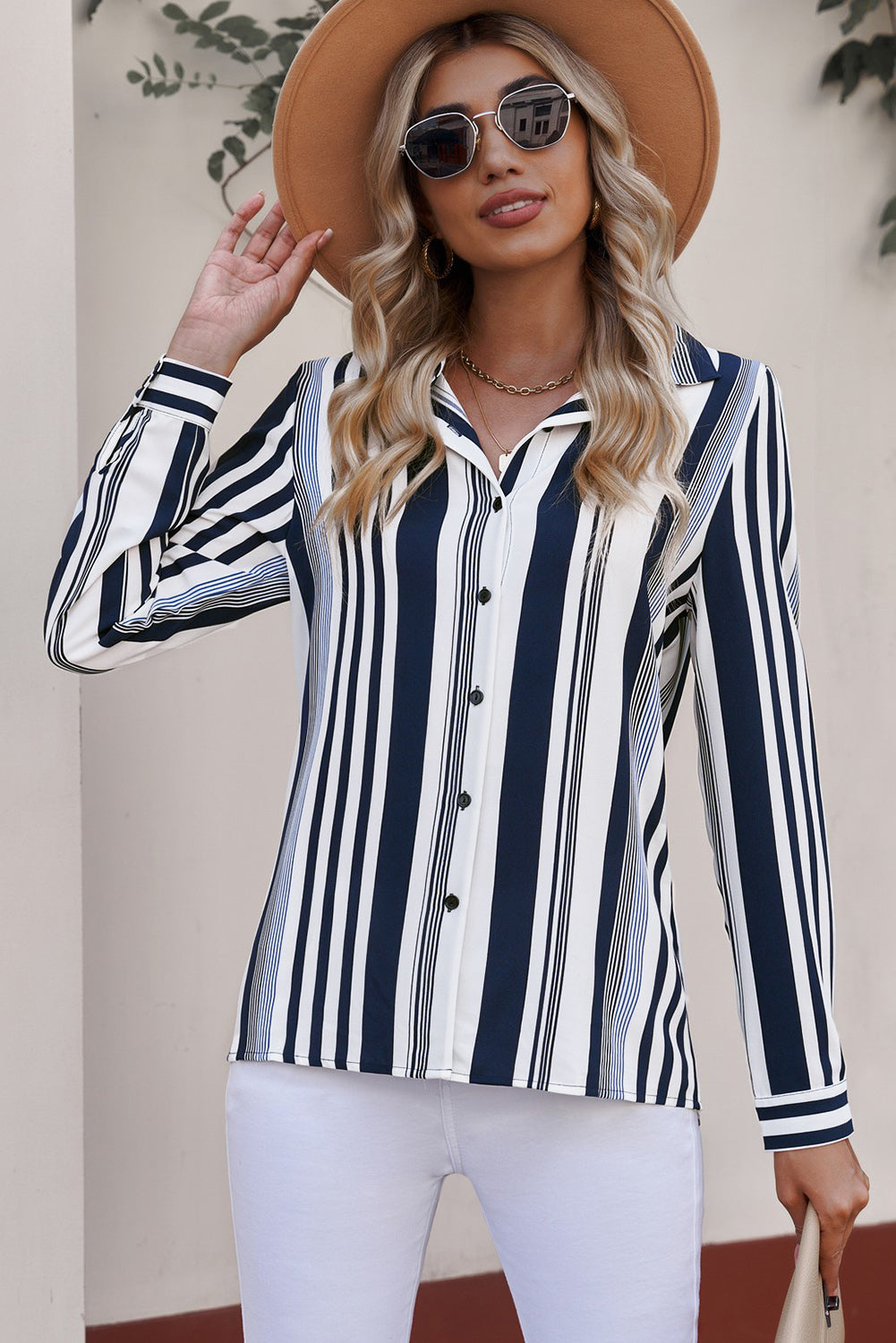 Striped Button-Down Long Sleeve Shirt