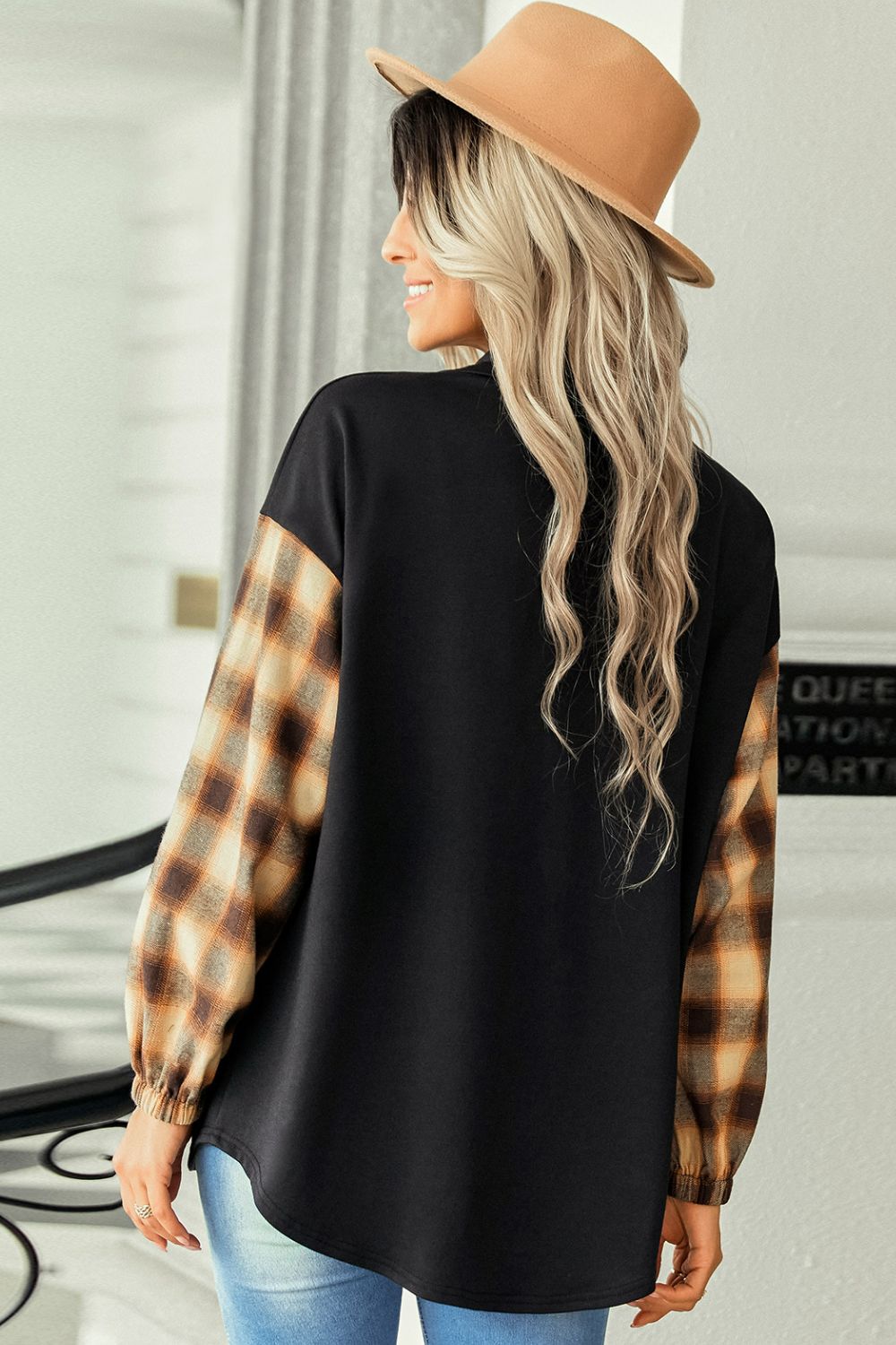 Plaid Dropped Shoulder Shirt with Breast Pocket