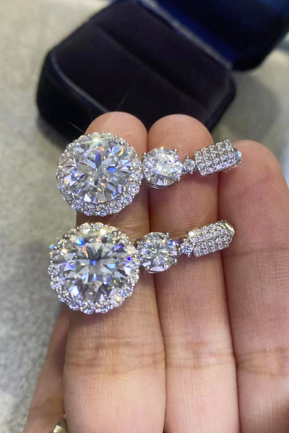 12 Carat Moissanite Platinum-Plated Drop Earrings