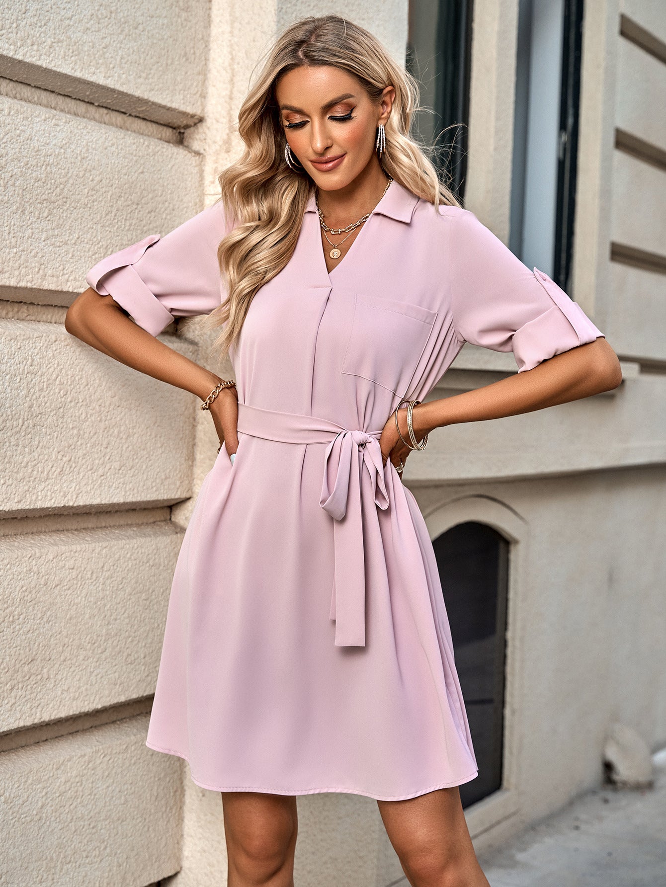 Johnny Collar Tie Belt Dress