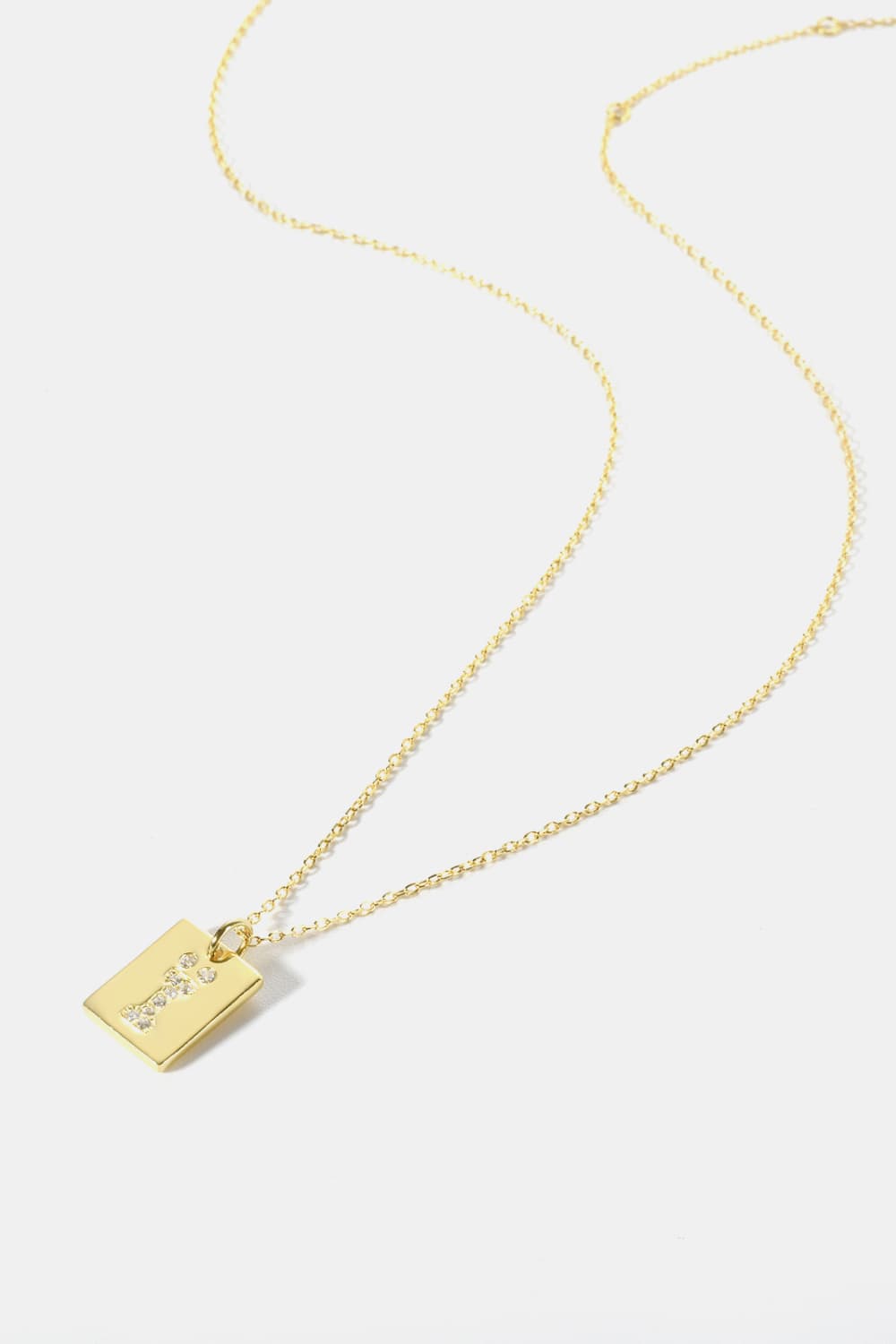 Inlaid Zircon Rectangle Pendant Necklace