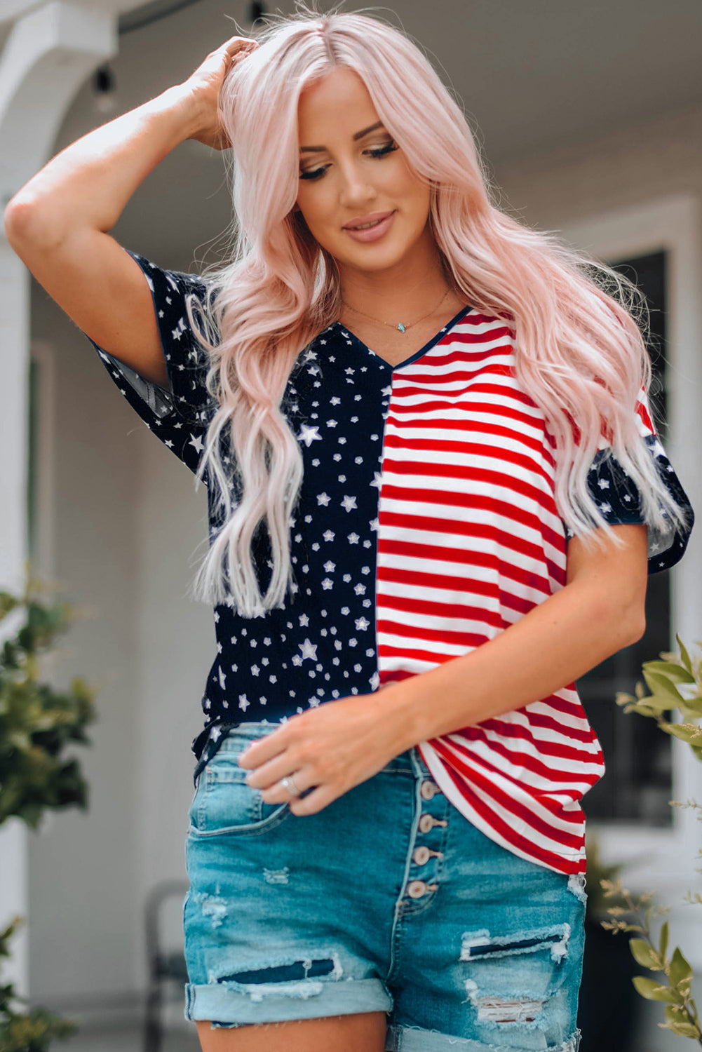 Stars and Stripes V-Neck Tee