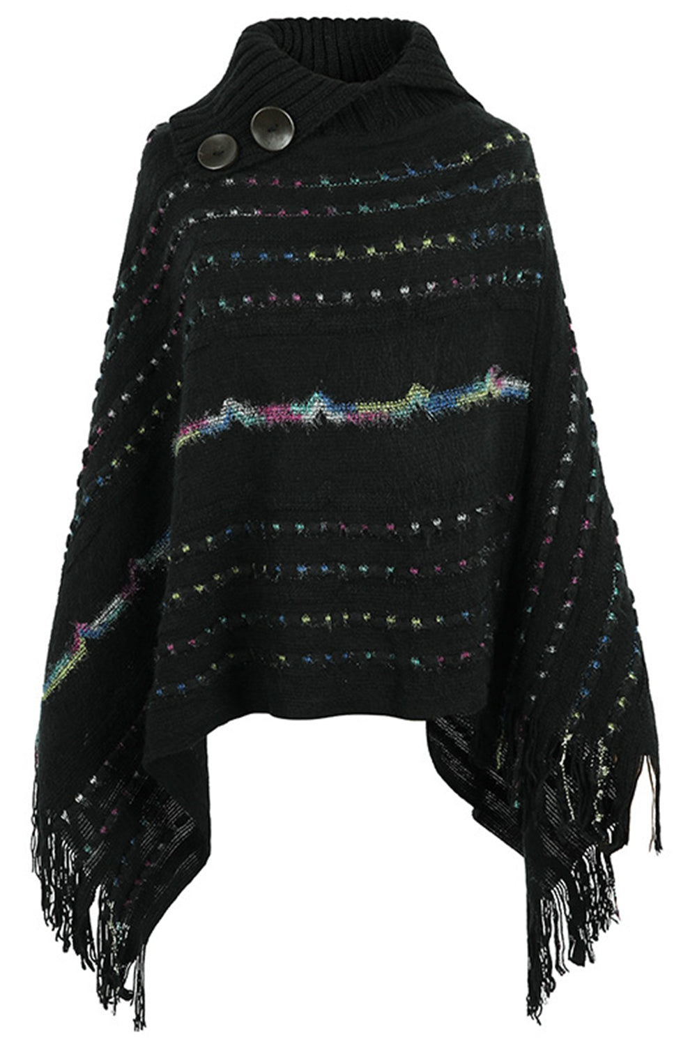 Cloak Sleeve Fringe Detail Poncho