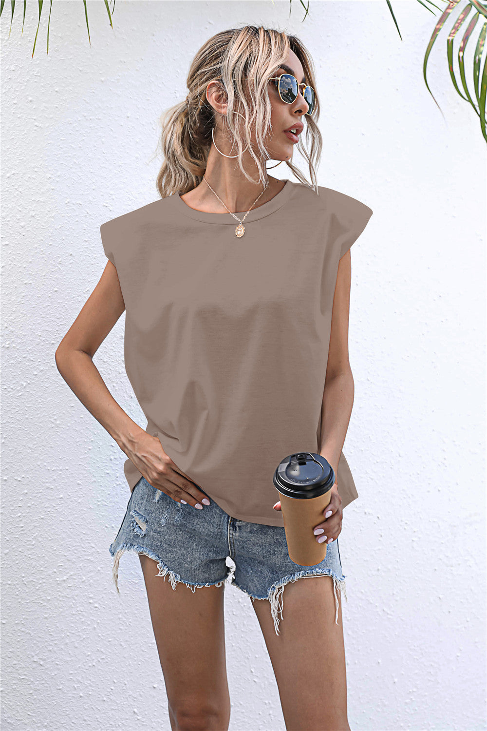 Round Neck Cap Sleeve Tee