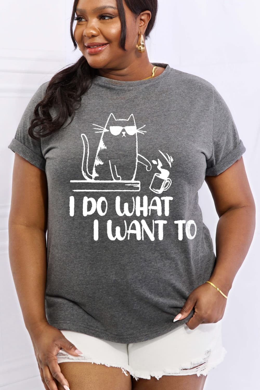 Simply Love Full Size I DO WHAT I WANT TO Graphic Cotton Tee