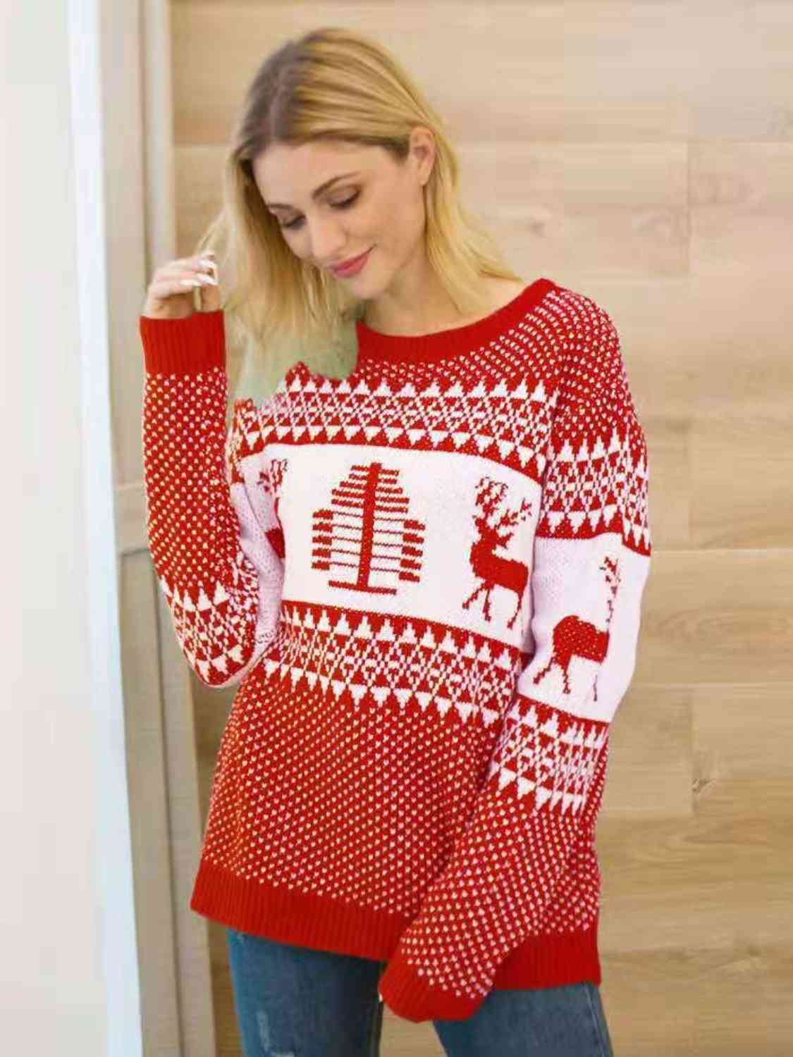 Reindeer Round Neck Sweater