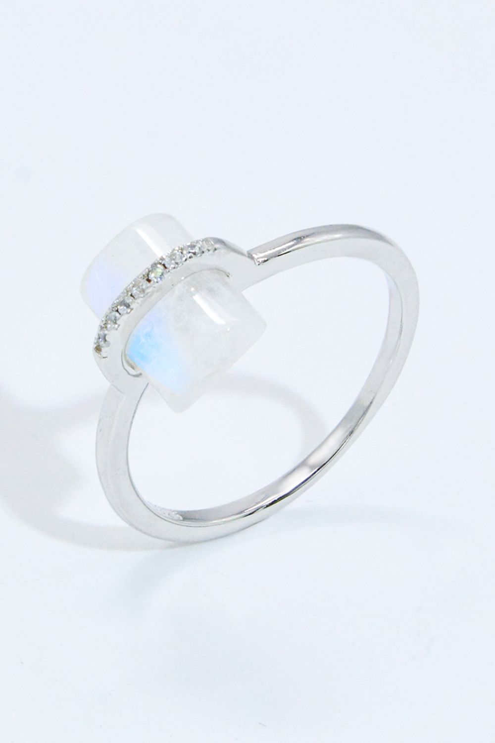 Natural Moonstone Platinum-Plated Ring