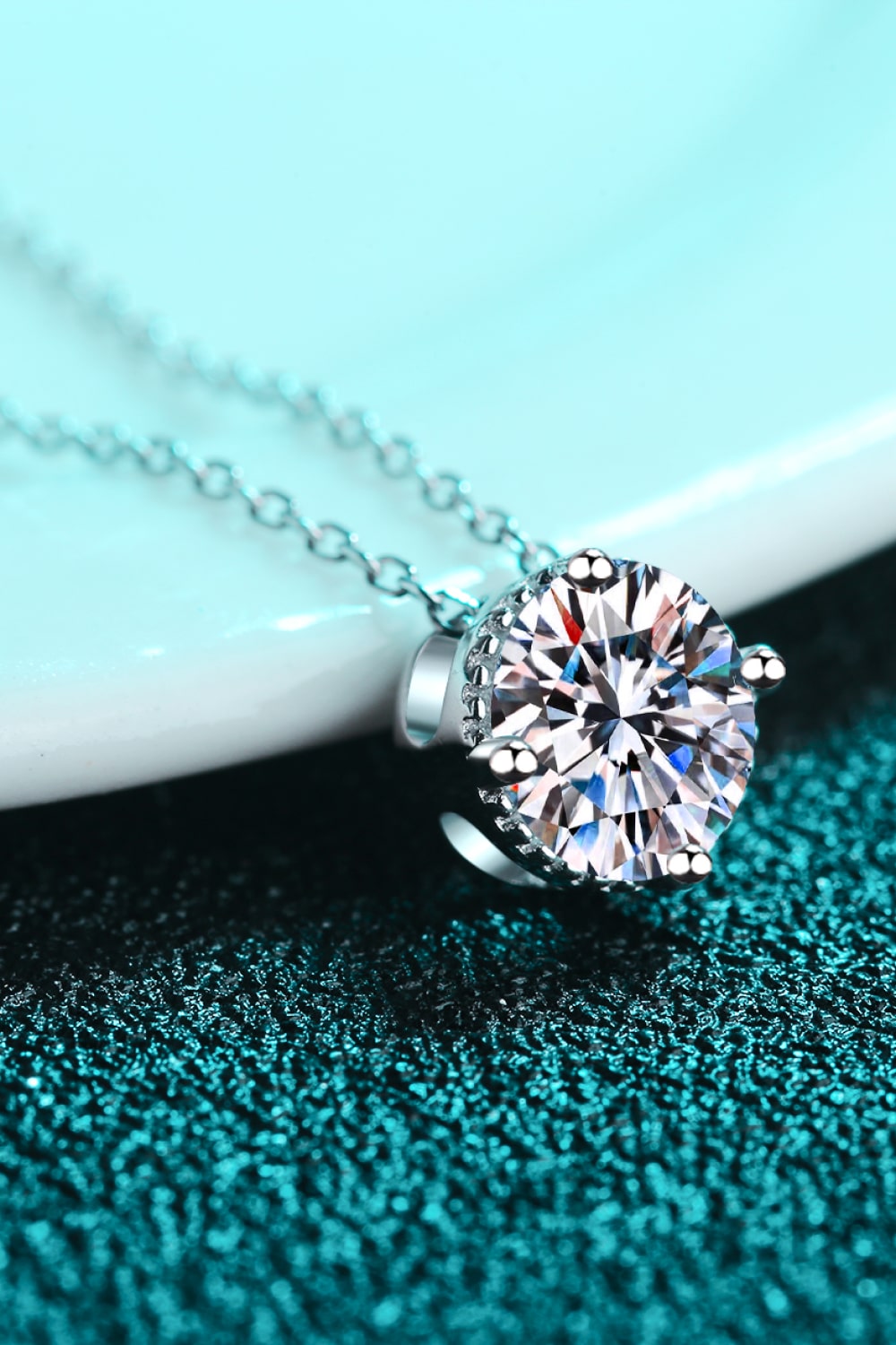 1 Carat Moissanite Round Pendant Necklace