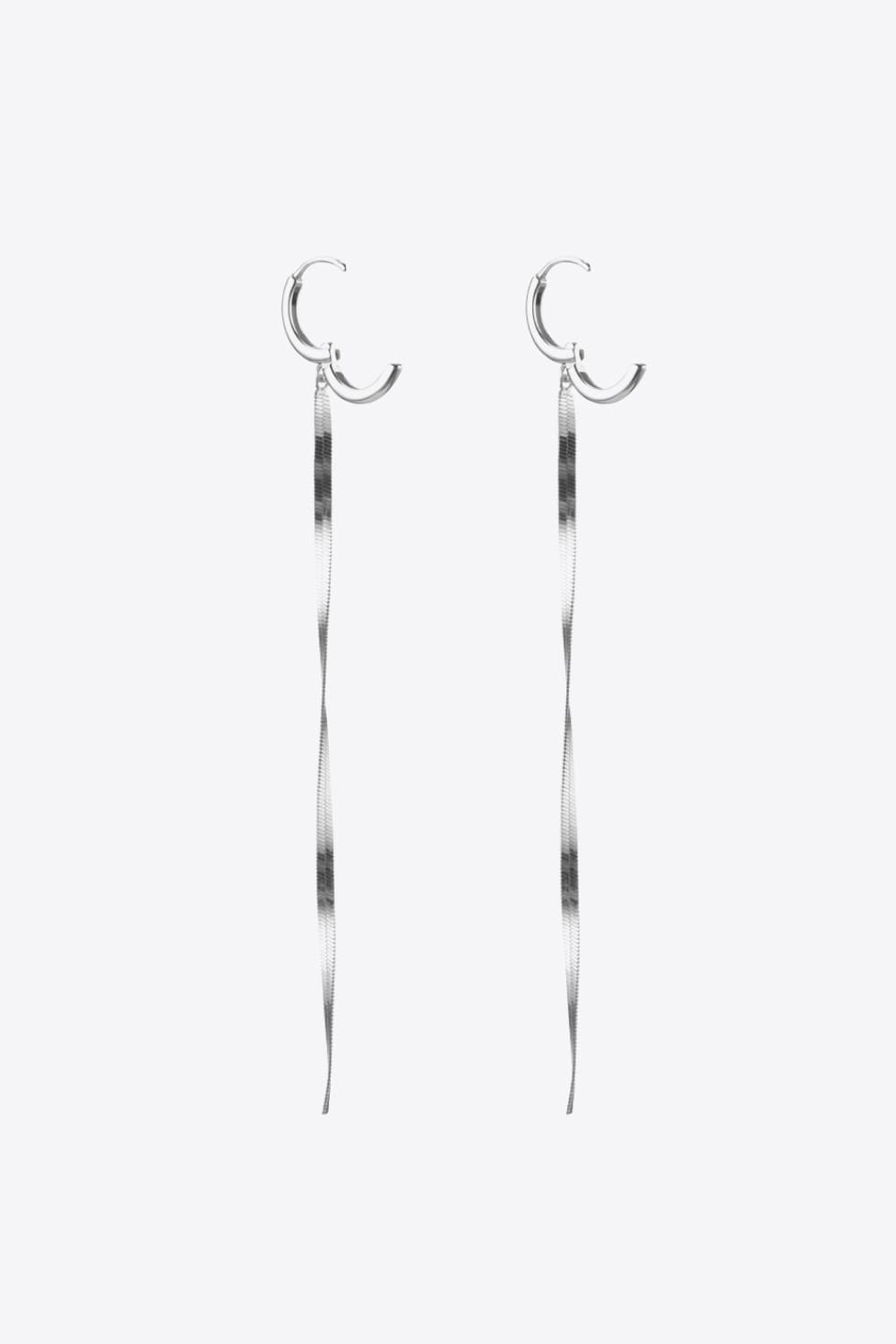 925 Sterling Silver Long Snake Chain Earrings