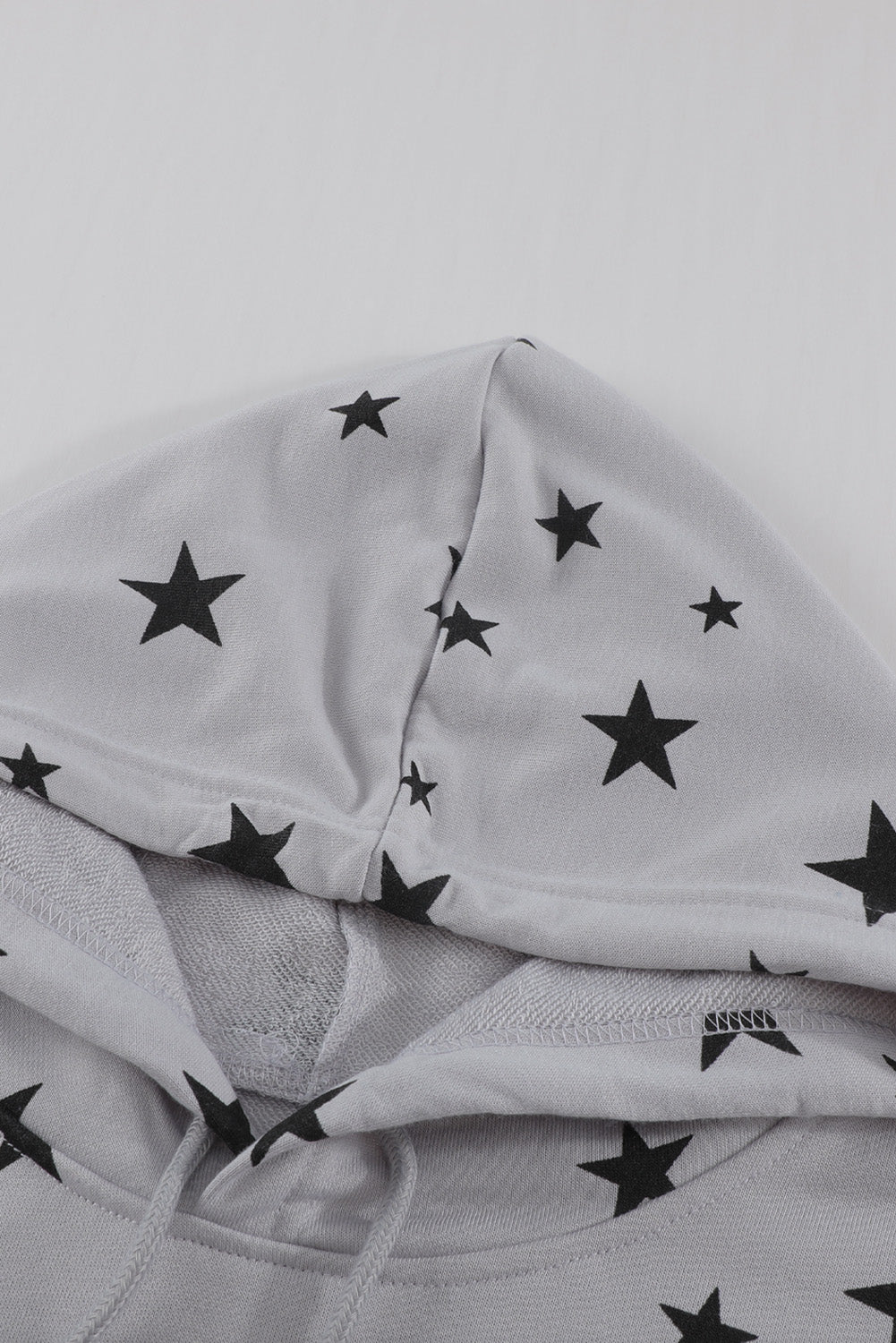 Star Print Drawstring Detail Hoodie