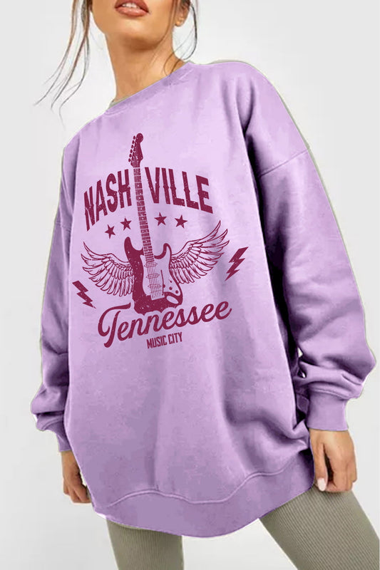 Simply Love Simply Love Full Size NASHVILLE TENNESSEE MUSIC CITY Graphic Sweatshirt