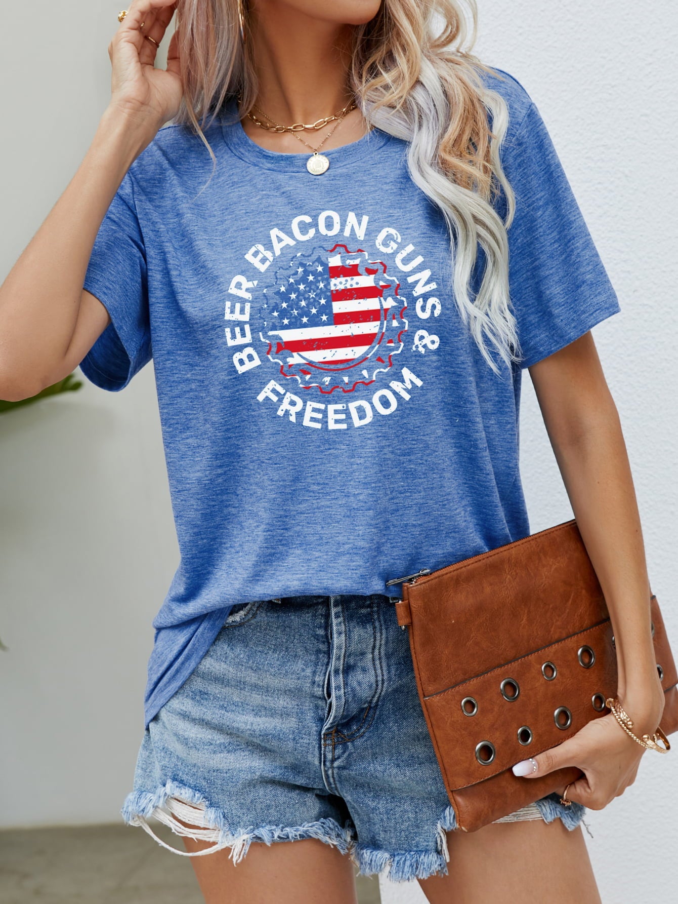 BEER BACON GUNS & FREEDOM US Flag Graphic Tee