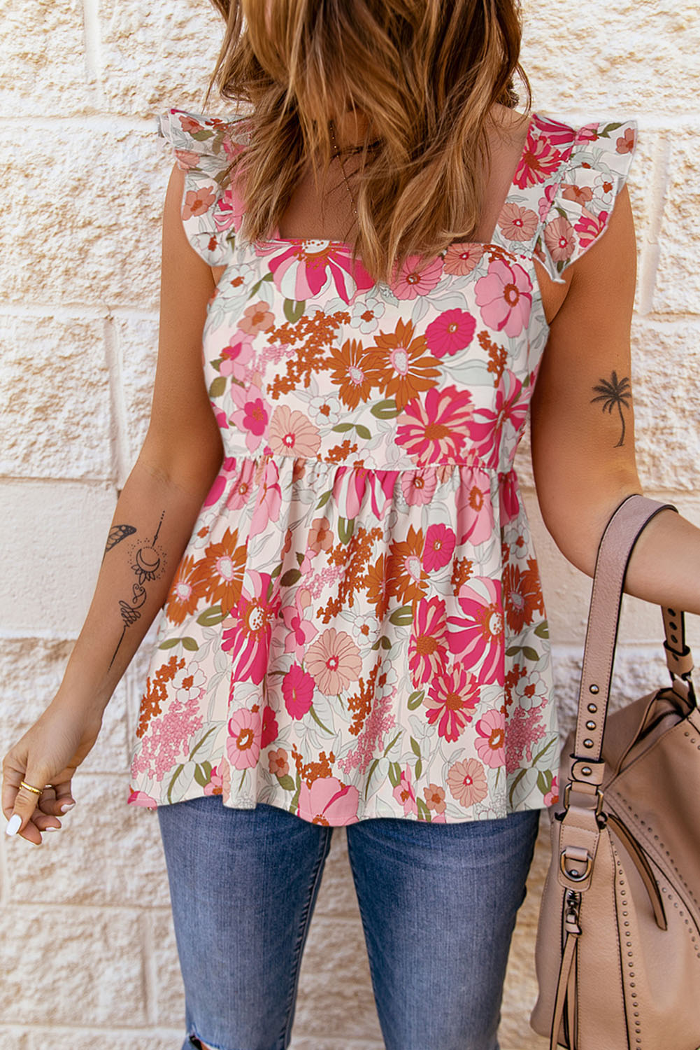 Floral Square Neck Babydoll Top