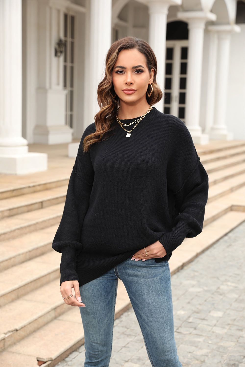 Round Neck Long Sleeve Sweater