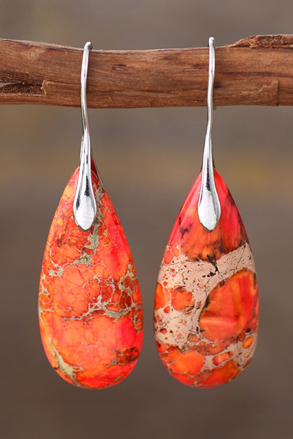 Handmade Teardrop Shape Natural Stone Dangle Earrings