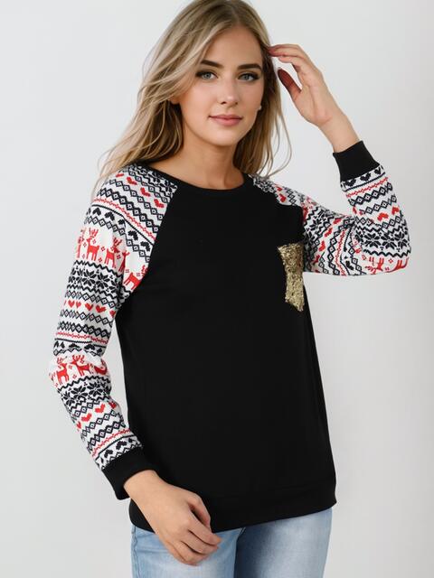 Round Neck Raglan Sleeve Top