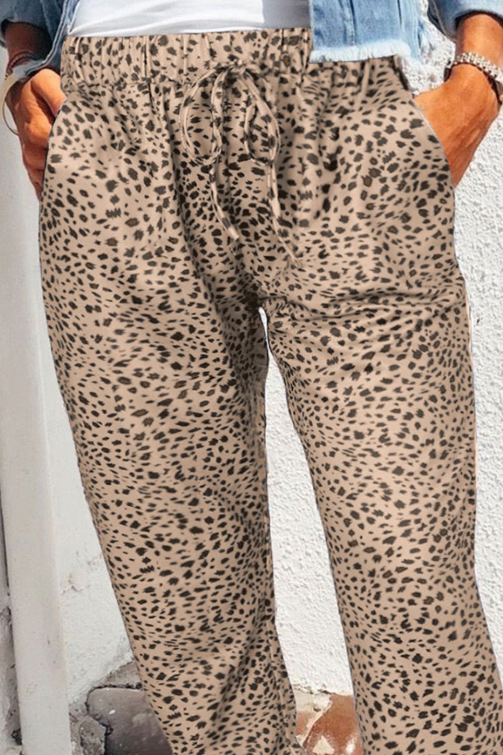 Leopard Pocketed Long Pants