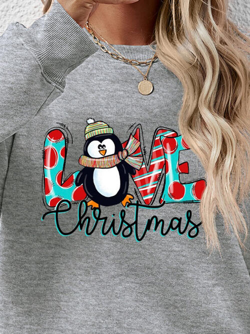 LIVE CHRISTMAS Drop Shoulder Round Neck Sweatshirt